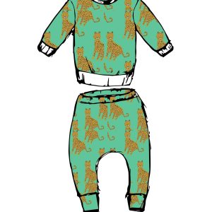 Aqua Leopard Lounge sweatshirt set