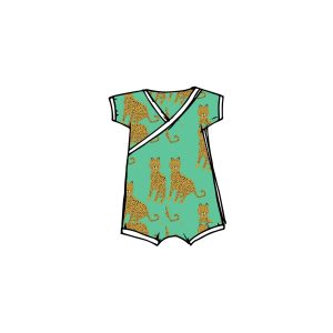 Aqua Leopard Envelope Shortie Romper