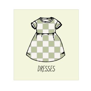 Green Grid Print Dress